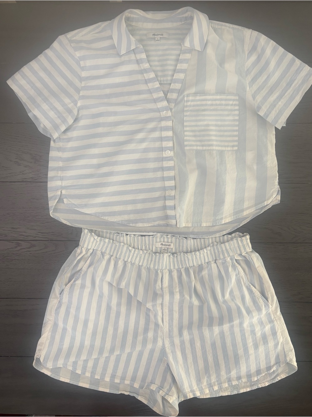 Madewell Women’s Short Sleeve Button Down And Shorts Set Size Medium